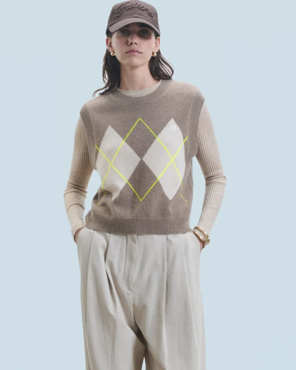 Pull Sans Manches à Motif Losange^FROM FUTURE Discount