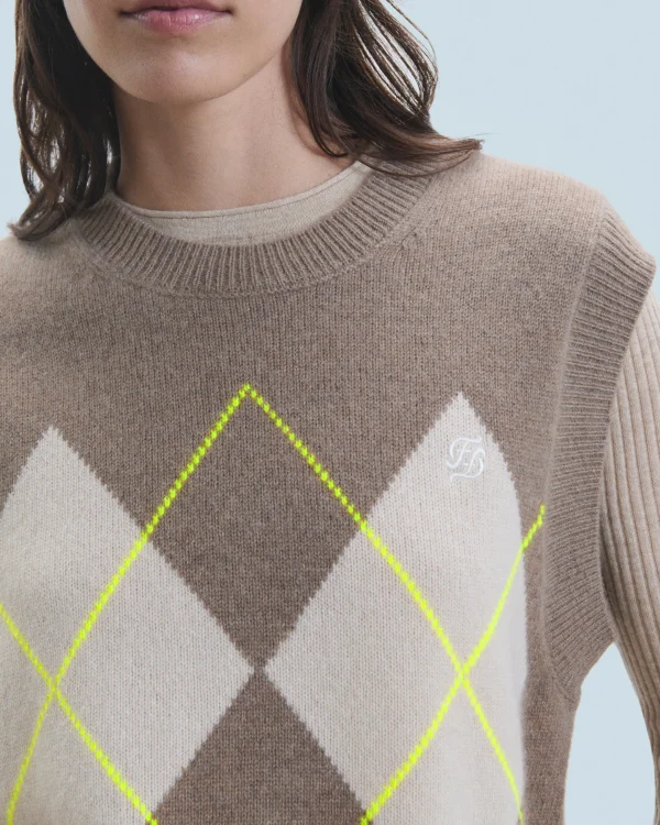 Pull Sans Manches à Motif Losange^FROM FUTURE Discount