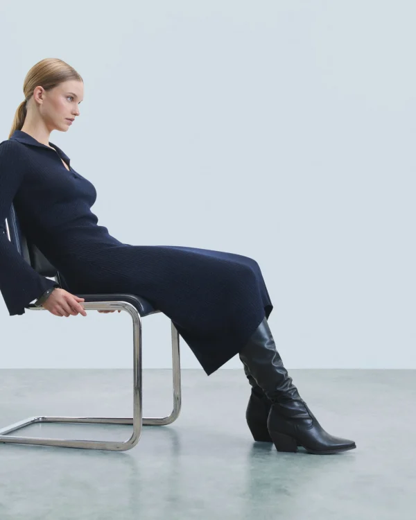 Robe Longue Manche Longue Col Polo^FROM FUTURE New