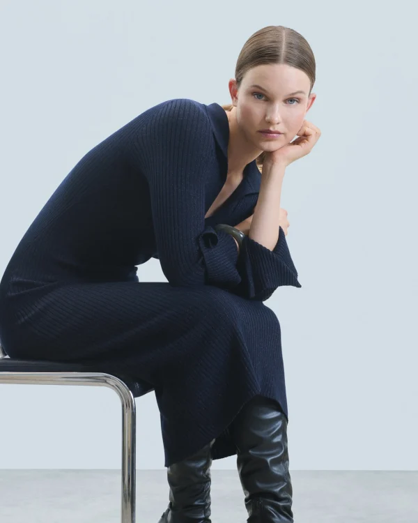 Robe Longue Manche Longue Col Polo^FROM FUTURE New