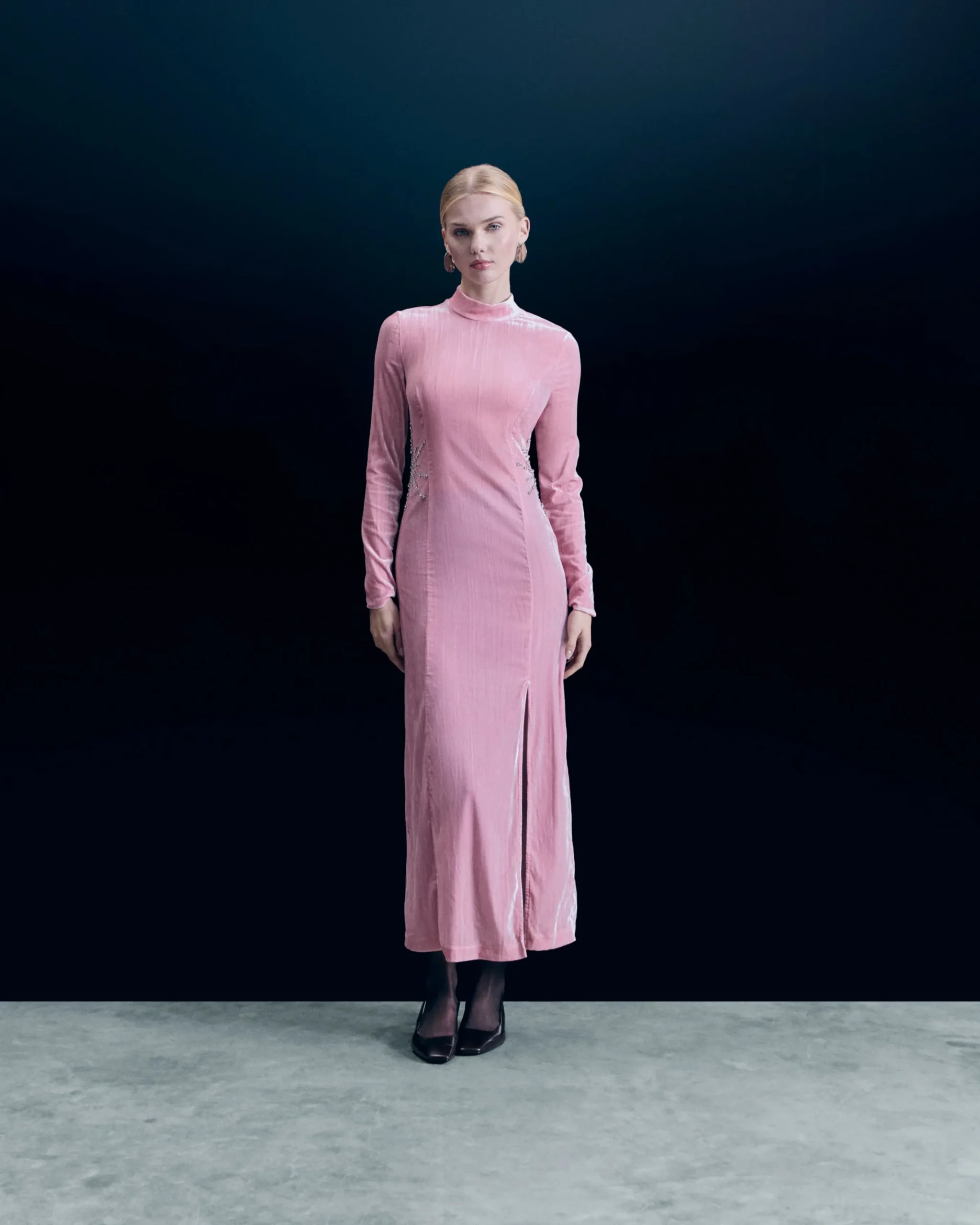 robe_longue_manche_longue_velours_crinkle_0.webp Robe Longue Manche Longue Velours Crinkle^FROM FUTURE Cheap