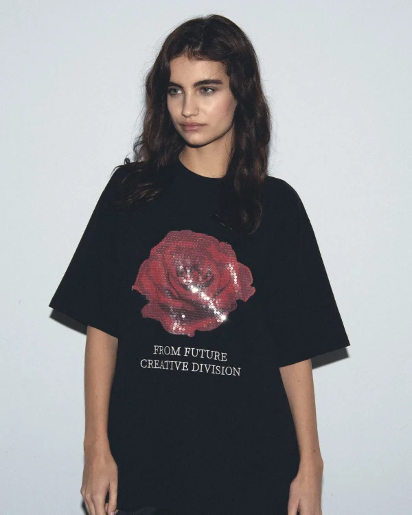 T-shirt Col Rond Manches Courtes Rose^FROM FUTURE Online