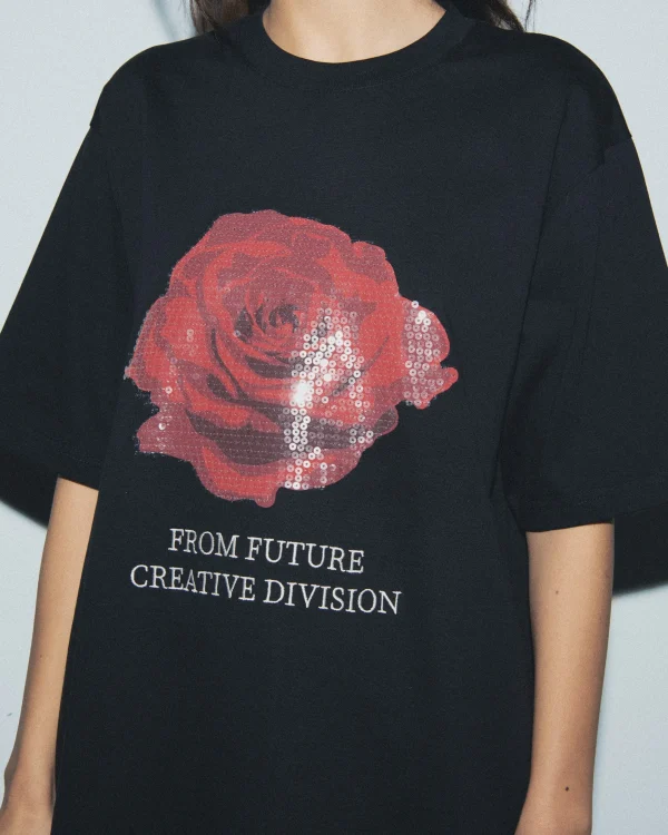 T-shirt Col Rond Manches Courtes Rose^FROM FUTURE Online